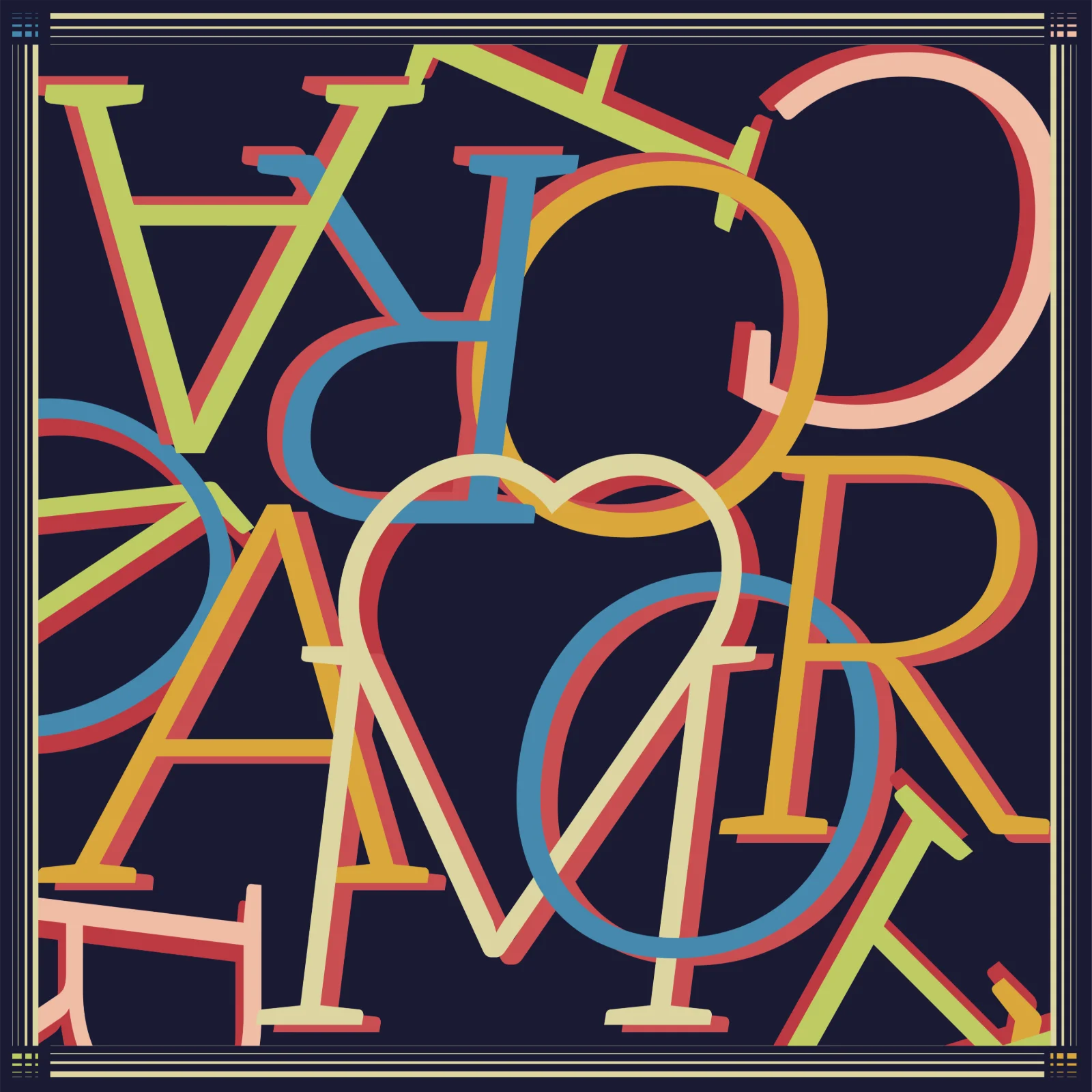 CORA AMOR print, Navy colorway