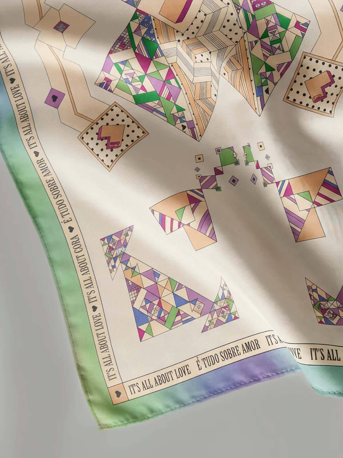 DIGITAL LOVE scarf in Purple and Green, styled