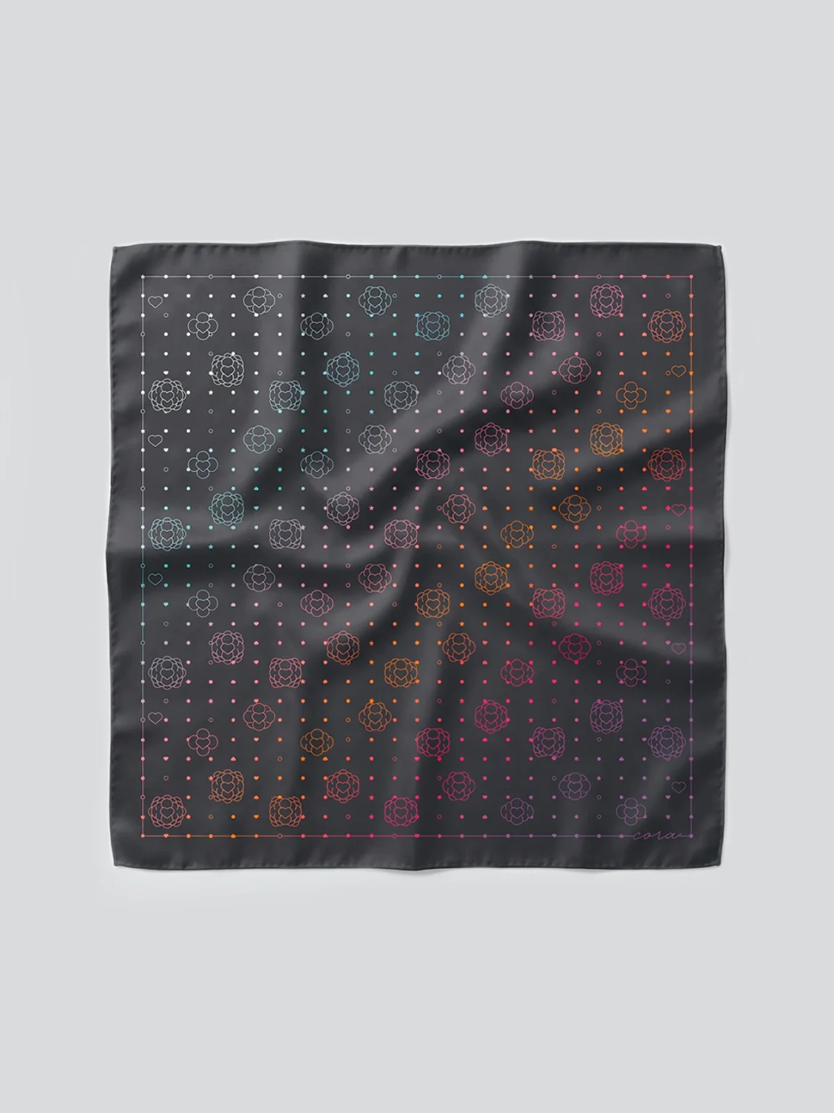 LOVE MONOGRAM scarf in Charcoal, detail