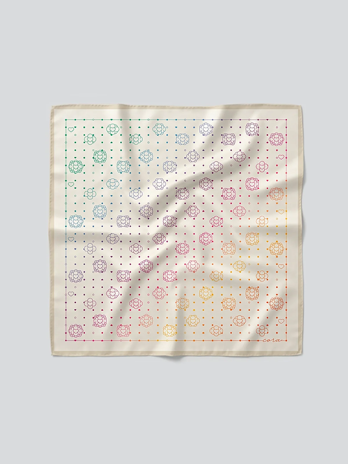 LOVE MONOGRAM scarf in Cream, detail