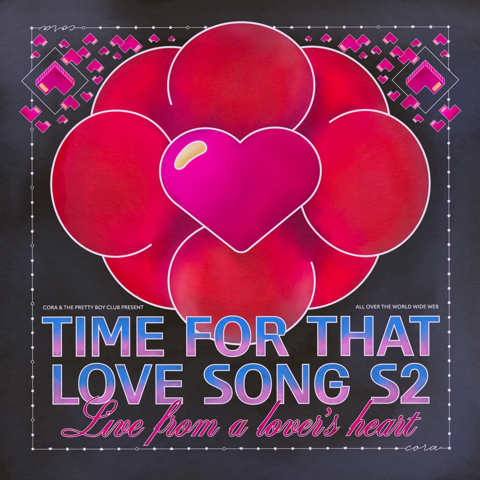 LOVE SONG print, Charcoal and Red colorway