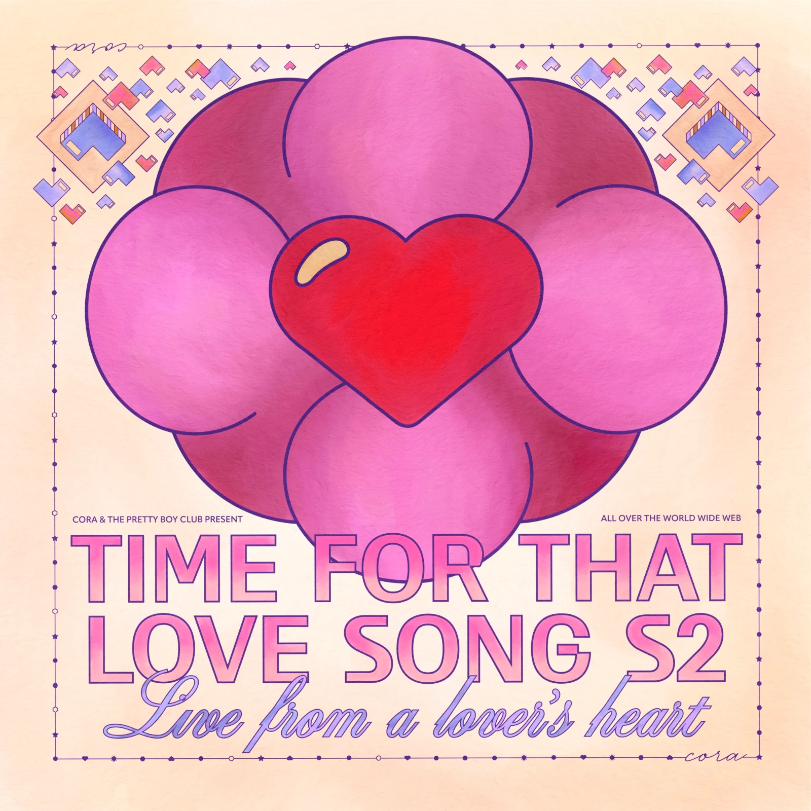 LOVE SONG print, Latte and Purple colorway