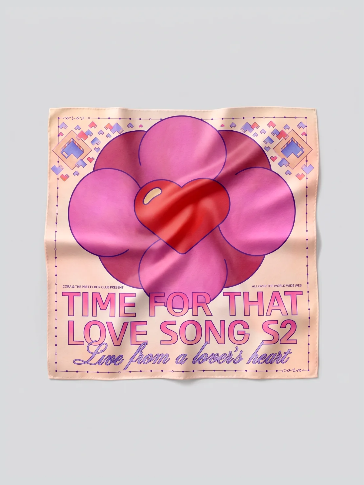 LOVE SONG scarf in Latte and Purple, detail