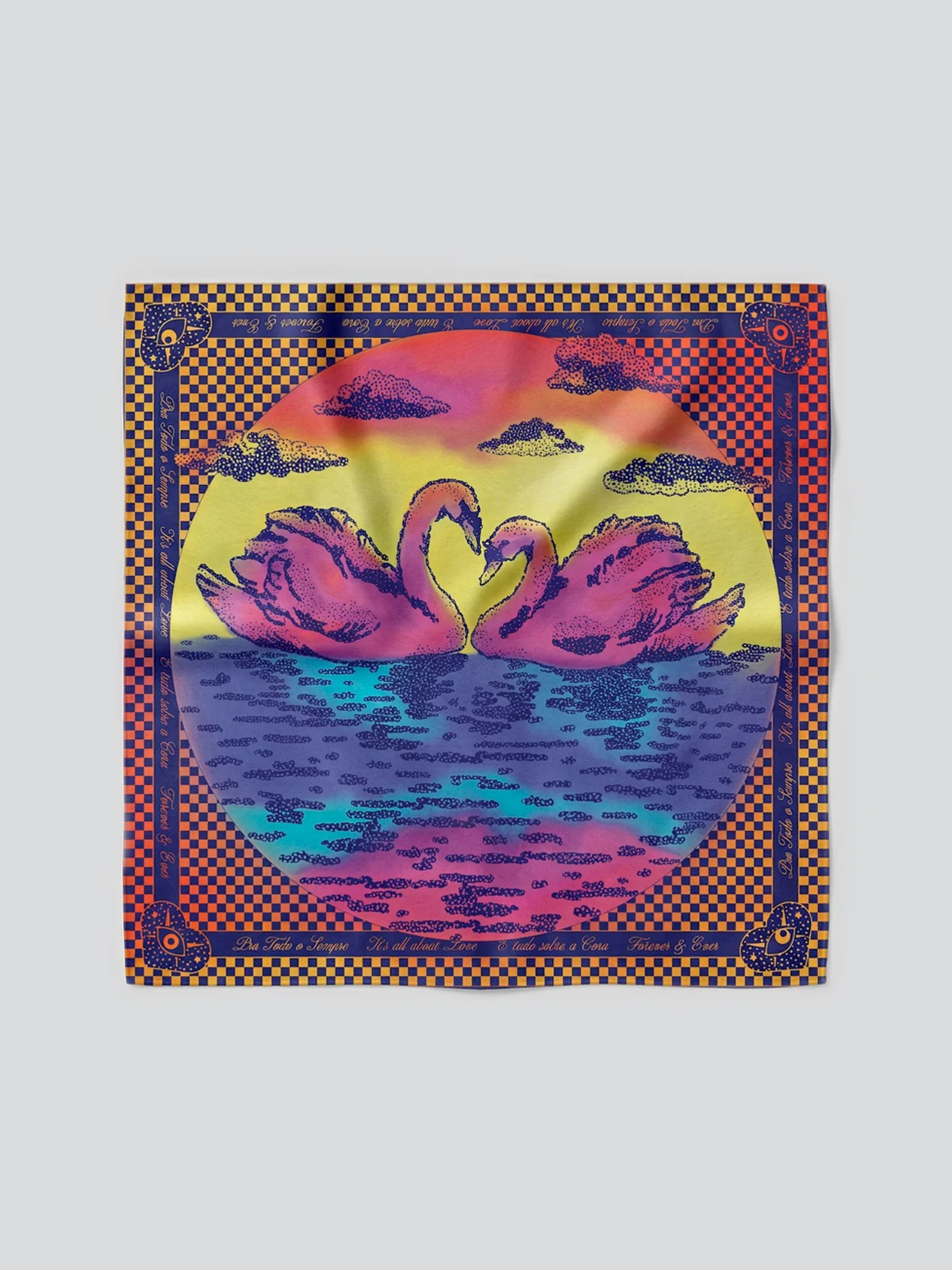 SWAN SONG scarf in Sunset Orange, detail